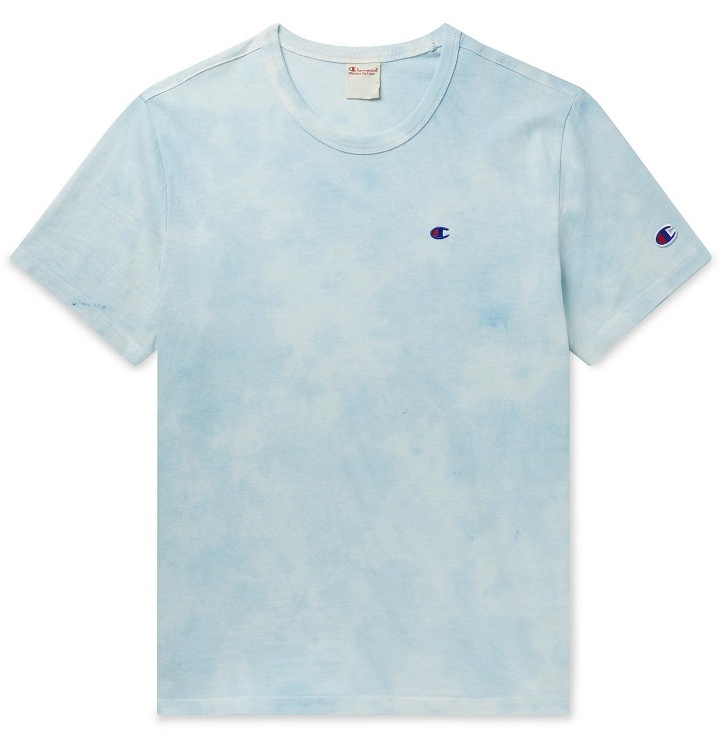Photo: Champion - Logo-Embroidered Tie-Dyed Cotton-Jersey T-Shirt - Blue