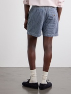 Drake's - Straight-Leg Striped Cotton Drawstring Shorts - Blue