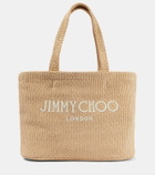 Jimmy Choo Beach logo raffia tote bag