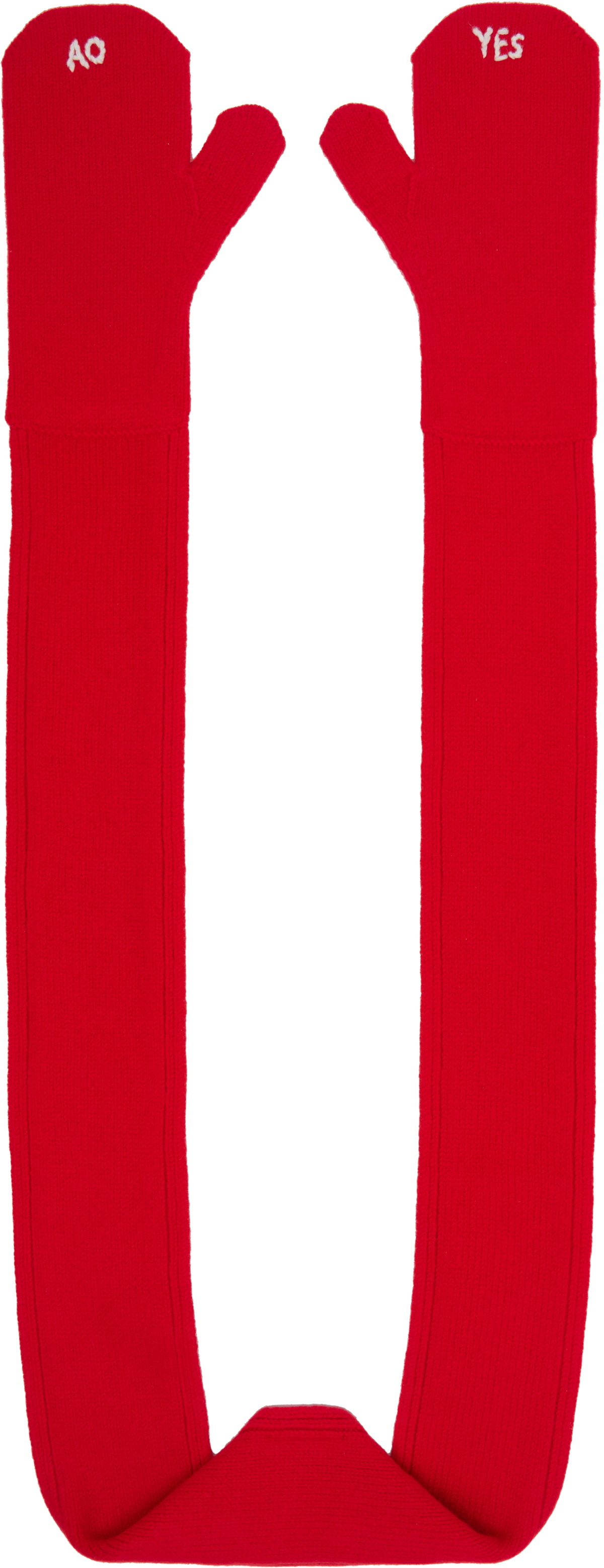 AO Yes Red Knit Scarf Gloves
