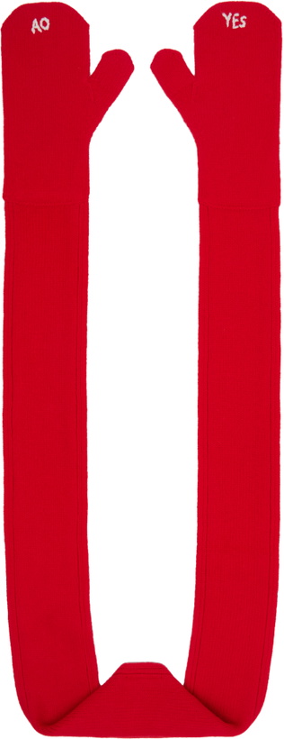 Photo: AO Yes Red Knit Scarf Gloves