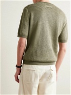 Zegna - Herringbone Silk, Linen and Cashmere-Blend T-Shirt - Green