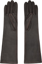 MM6 Maison Margiela Brown Agnelle Edition Mid-Length Leather Gloves