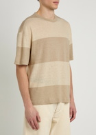 Ymc Triplet Striped Cotton-knit T-shirt Beige