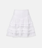 Ganni Broderie anglaise tiered cotton miniskirt