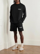 FEAR OF GOD ESSENTIALS - Straight-Leg Logo-Appliquéd Cotton-Blend Jersey Drawstring Shorts - Black