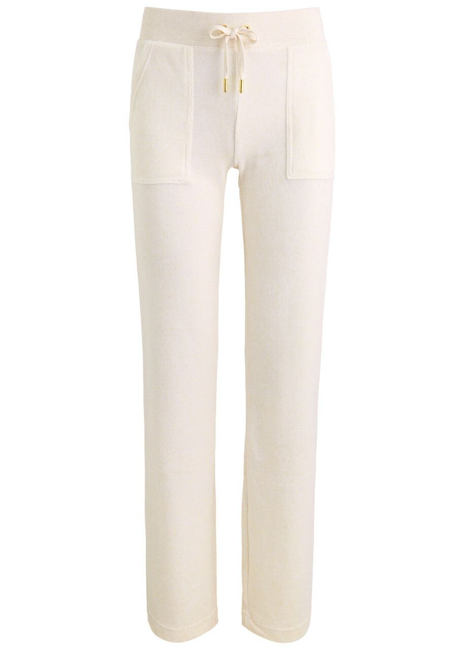 Juicy Couture Del Ray Logo Velour Sweatpants Cream