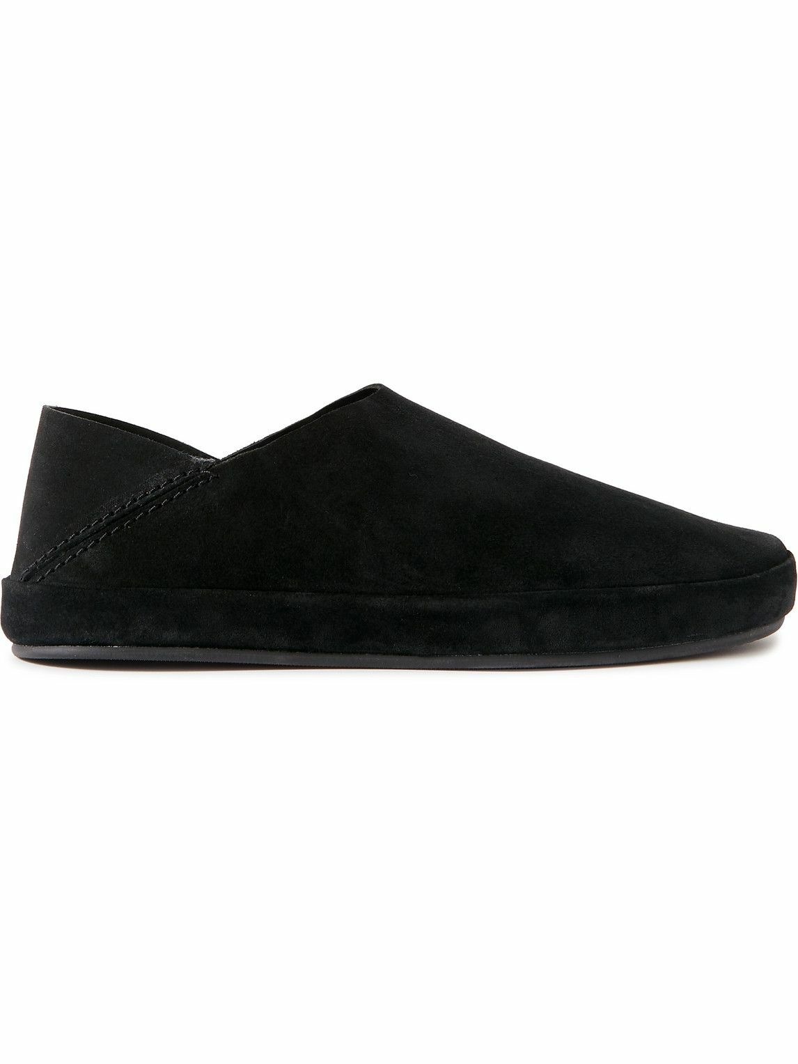 Photo: Mulo - Collapsible-Heel Suede Loafers - Black
