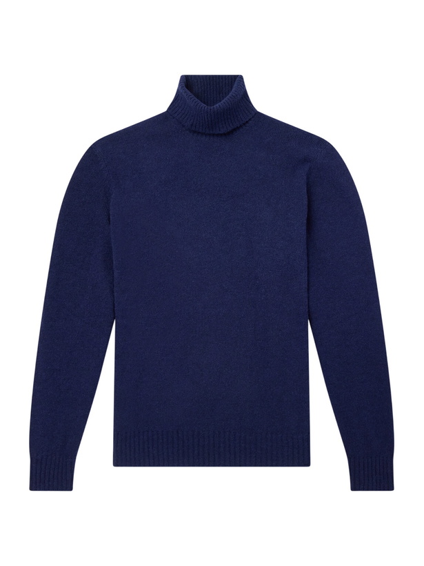 Photo: Brunello Cucinelli - Alpaca-Blend Rollneck Sweater - Blue