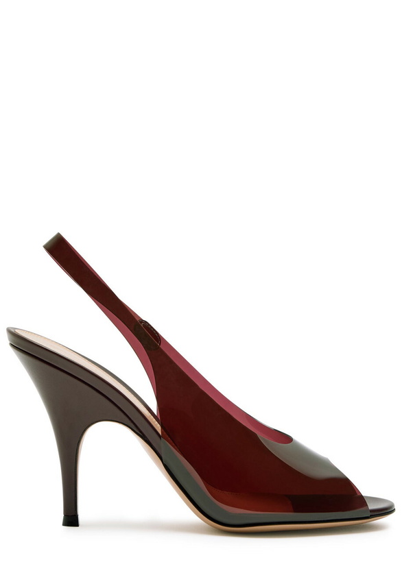 Photo: Gianvito Rossi Peep-toe Pvc and Leather Slingback Sandals Brown