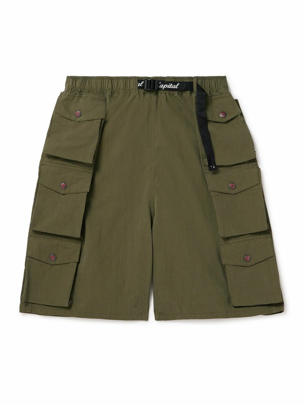 Photo: KAPITAL - Cotton and Nylon-Blend Ripstop Drawstring Cargo Shorts - Green