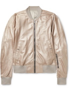 Rick Owens - Classic Flight Metallic Crinkled-Leather Bomber Jacket - Silver