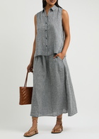 Eileen Fisher Checked Midi Skirt Black And White