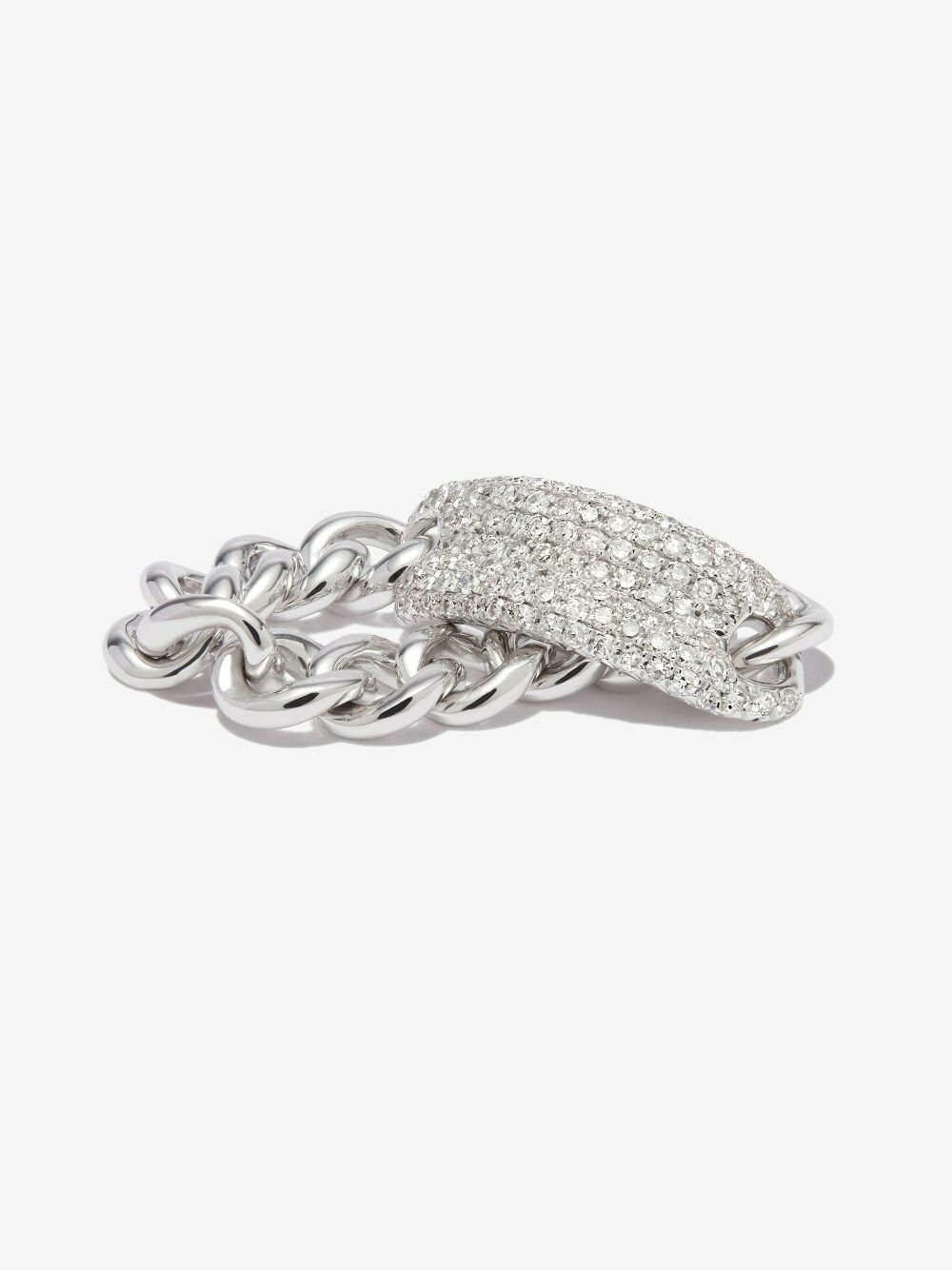 SHAY 18K White Gold ID Mini Link Diamond Ring