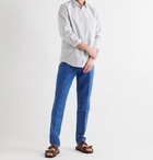 Altea - Slim-Fit Tapered Cotton and Linen-Blend Trousers - Blue