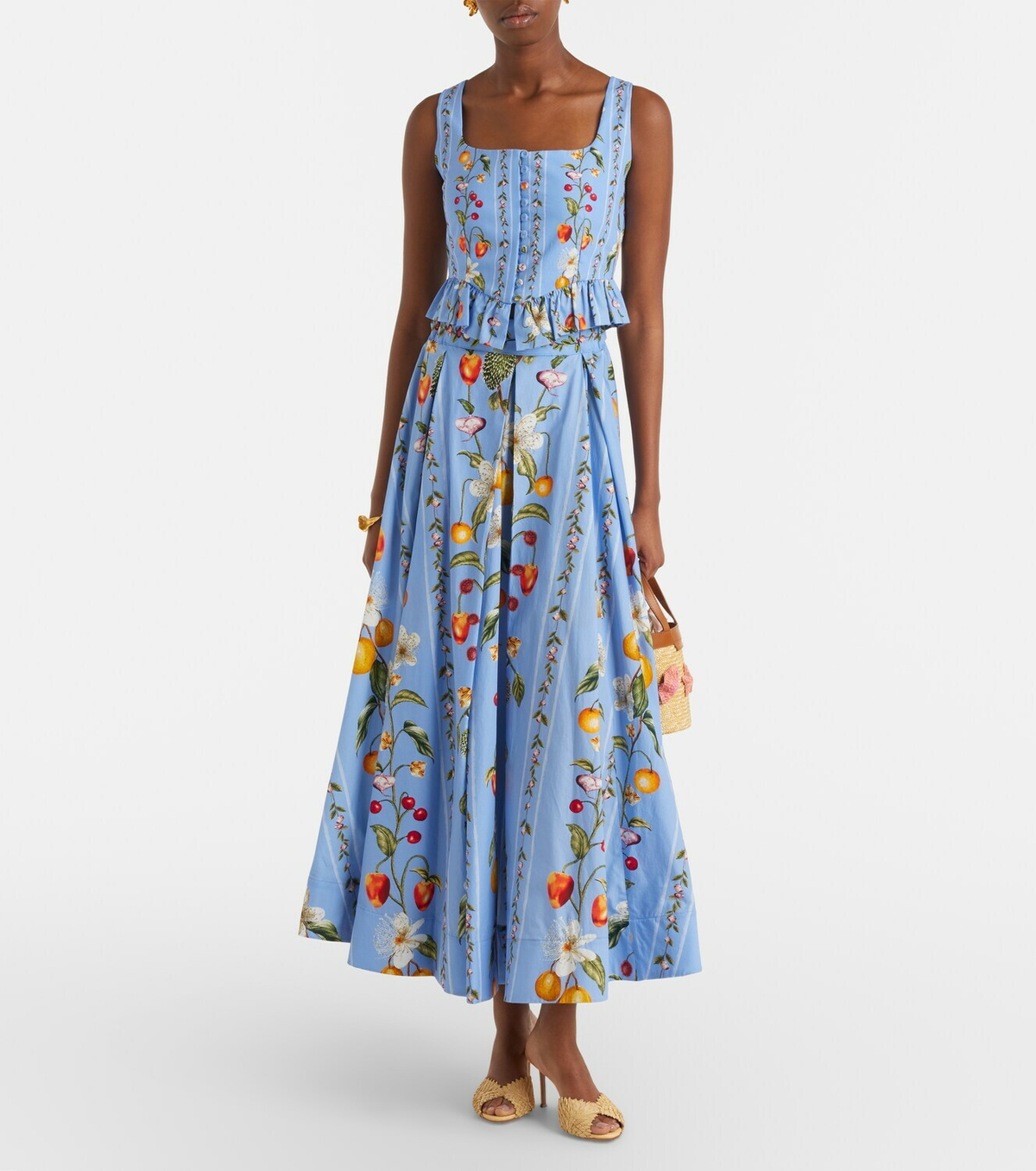 Agua by Agua Bendita Eslabón printed cotton bustier top