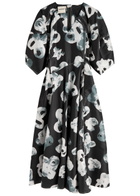 Lovebirds Floral-print Satin Midi Dress Black