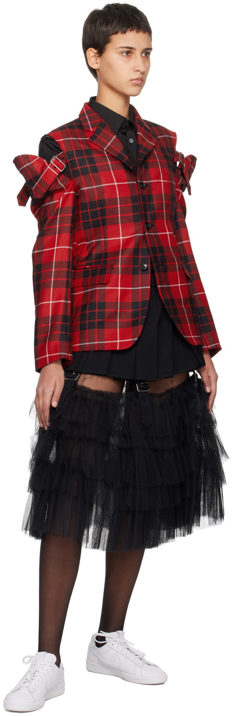 Black Comme Des Garçons checked midi skirt