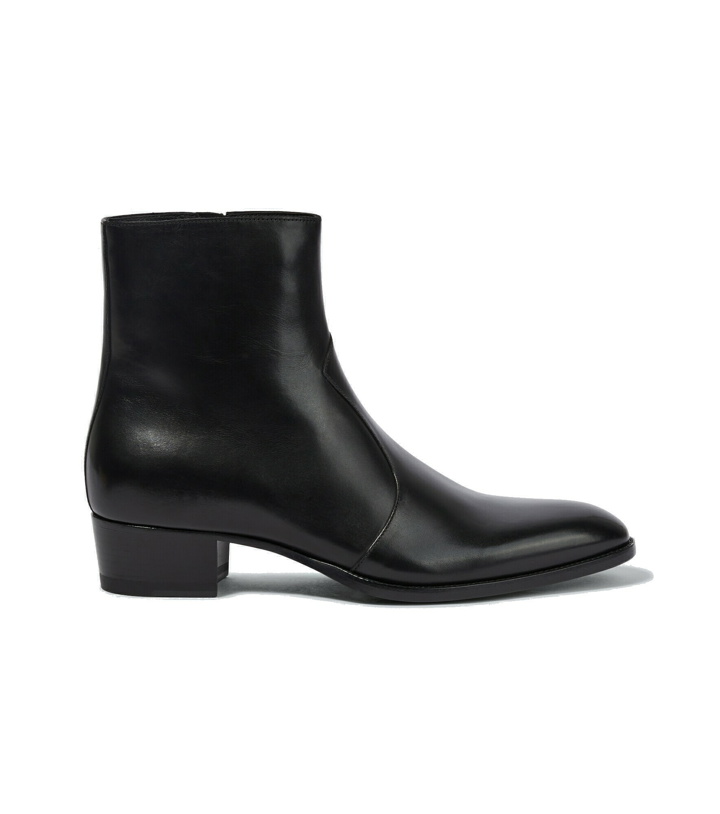 Photo: Saint Laurent - Wyatt leather ankle boots
