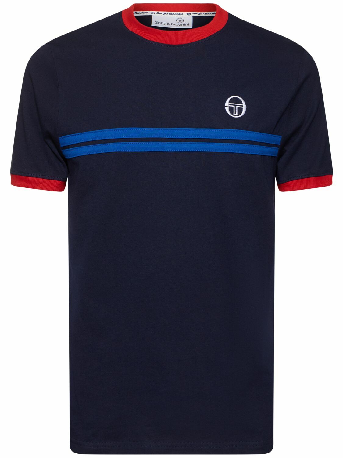 T-shirt Vintage Sergio Tacchini Blanc Et Rouge - Taille XL Pour Homme