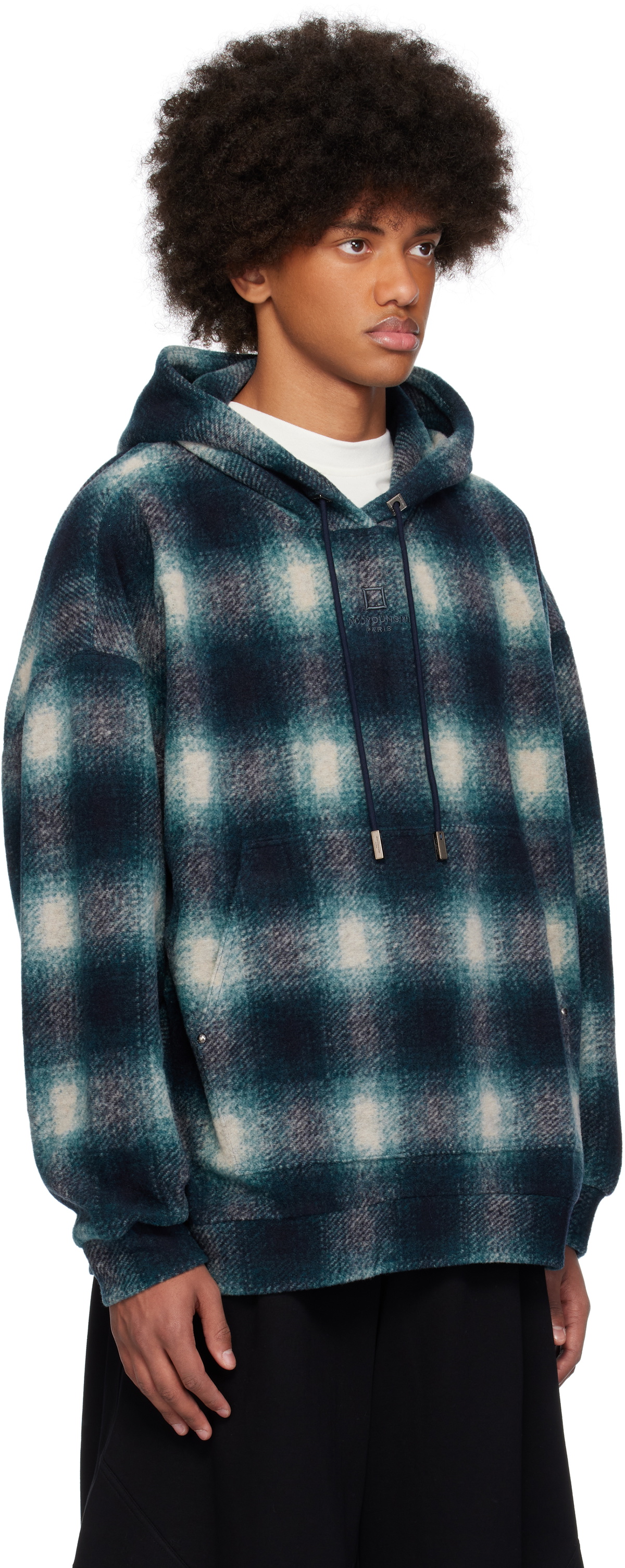 WOOYOUNGMI Blue Check Hoodie Wooyoungmi