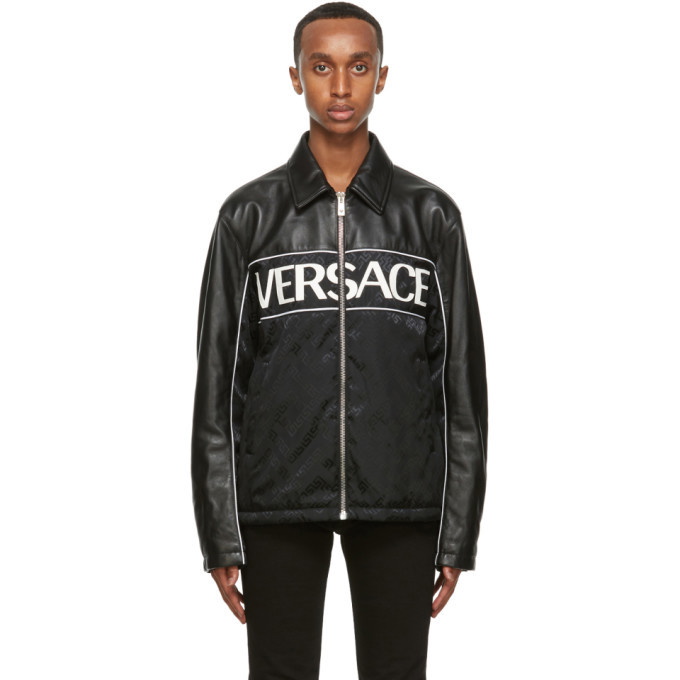 Photo: Versace Black Leather Blouson Jacket