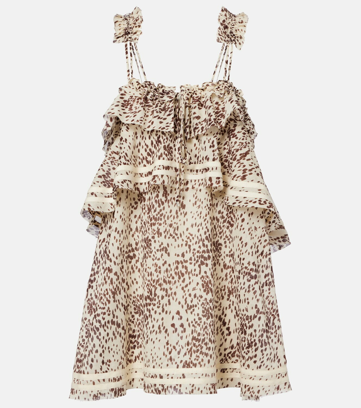 The Attico Leopard-print ruffled cotton minidress