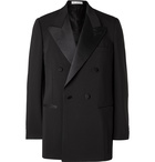 UMIT BENAN B - Double-Breasted Satin-Trimmed Wool-Blend Tuxedo Jacket - Black