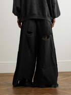 VETEMENTS - Inside-Out Wide-Leg Distressed Jeans - Black