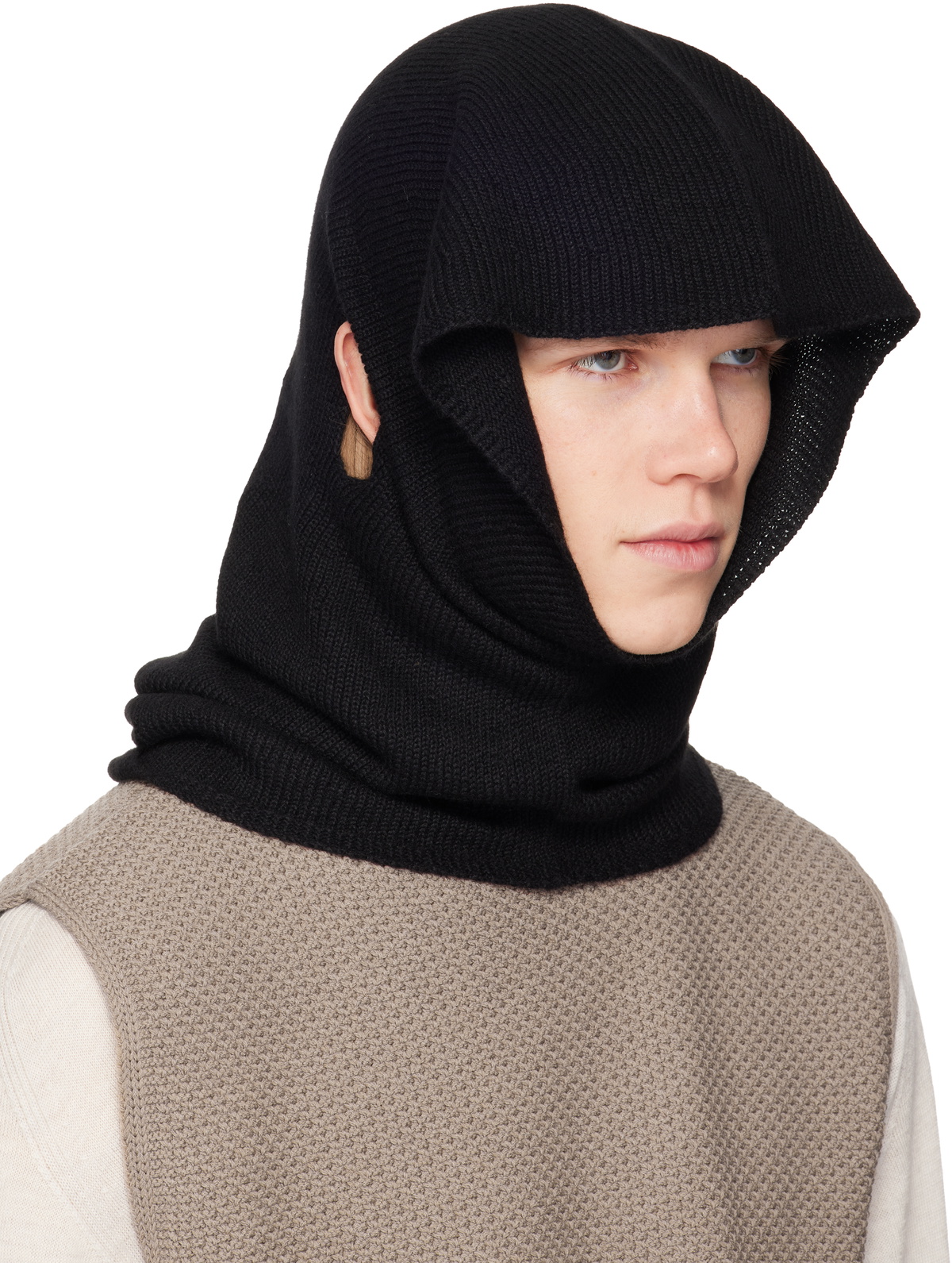 HOMME PLISSÉ ISSEY MIYAKE Black Cashmere Winter Gear Snood Homme
