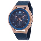 Bulova Marc Anthony CURV Chronograph Quartz Blue Dial Mens Watch 97A185