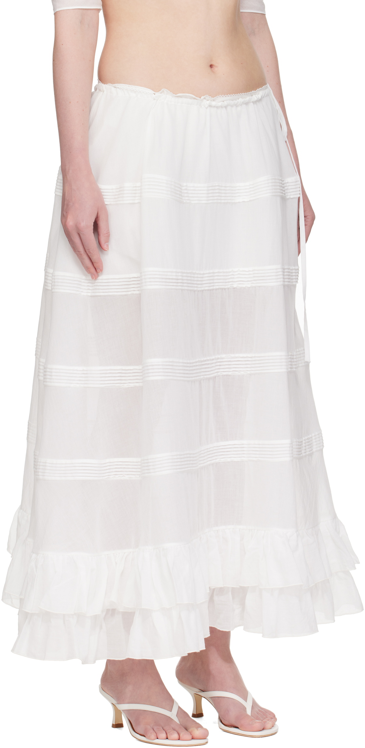 Mirror Palais White Mirage Bustle Midi Skirt