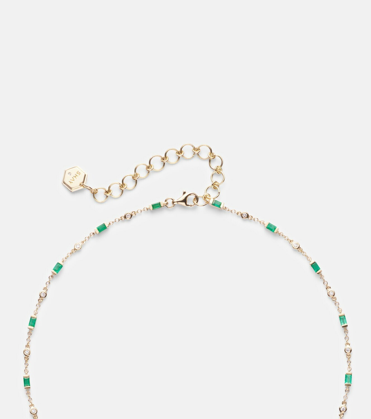 Shay Jewelry 18kt gold necklace with emeralds and diamonds