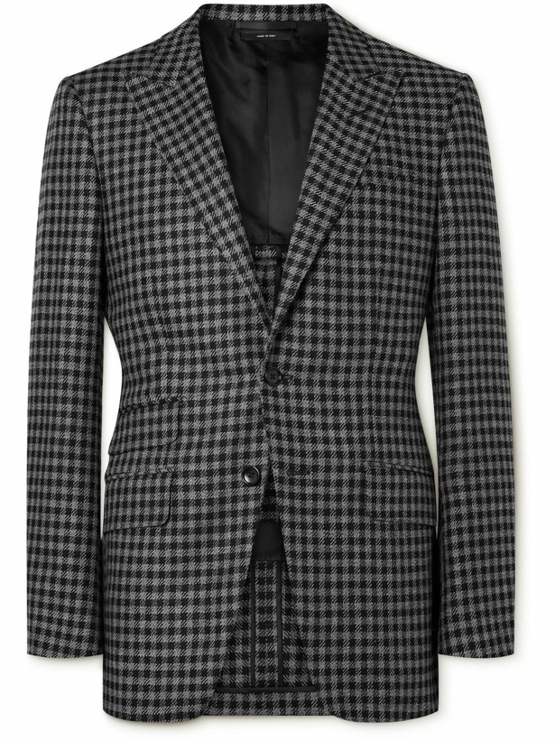 Photo: TOM FORD - O'Connor Slim-Fit Gingham Wool, Mohair and Cashmere-Blend Suit Jacket - Black