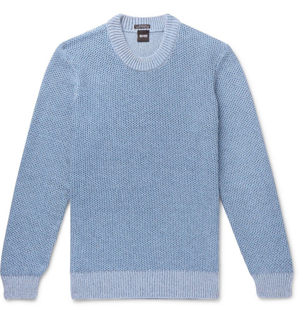 Hugo Boss - Waffle-Knit Cotton Sweater - Blue Hugo Boss