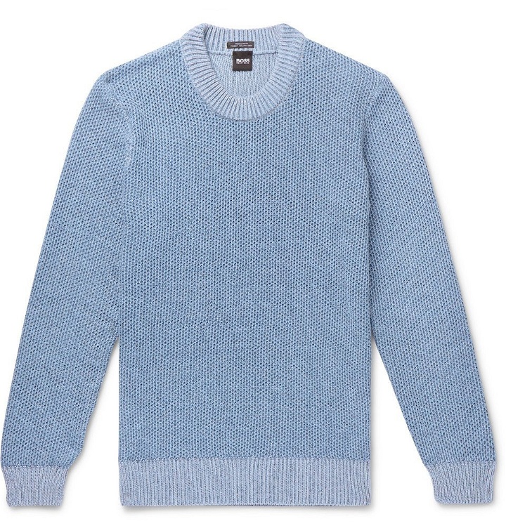 Photo: Hugo Boss - Waffle-Knit Cotton Sweater - Blue