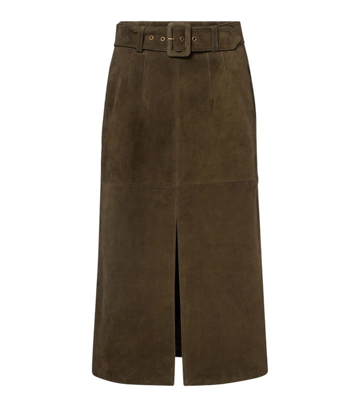 Photo: Veronica Beard Alexie belted suede midi skirt