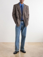 AMI PARIS - Double-Breasted Houndstooth Virgin Wool Blazer - Brown