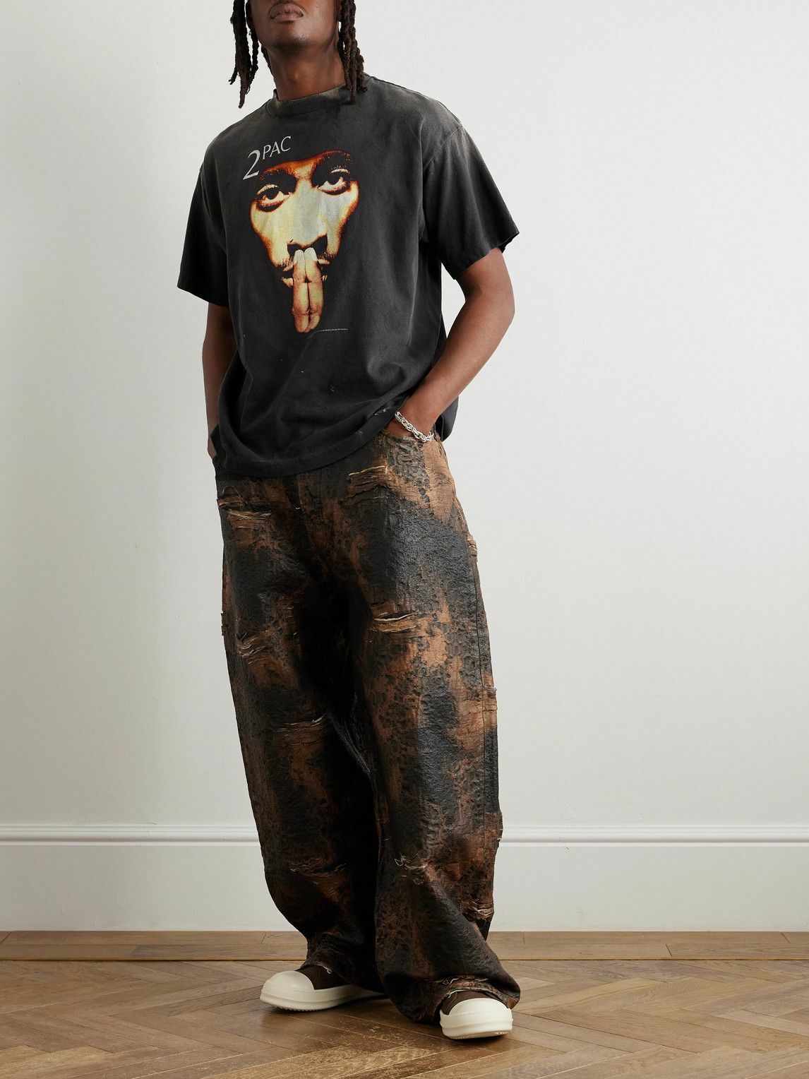 SAINT MXXXXXX - 2Pac Printed Cotton-Jersey T-Shirt - Black