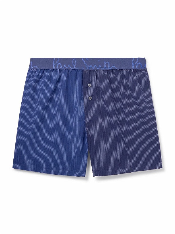Photo: Paul Smith - Striped Colour-Block Jersey Boxer Shorts - Blue