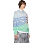 Thom Browne Blue Intarsia Lighthouse Sweater