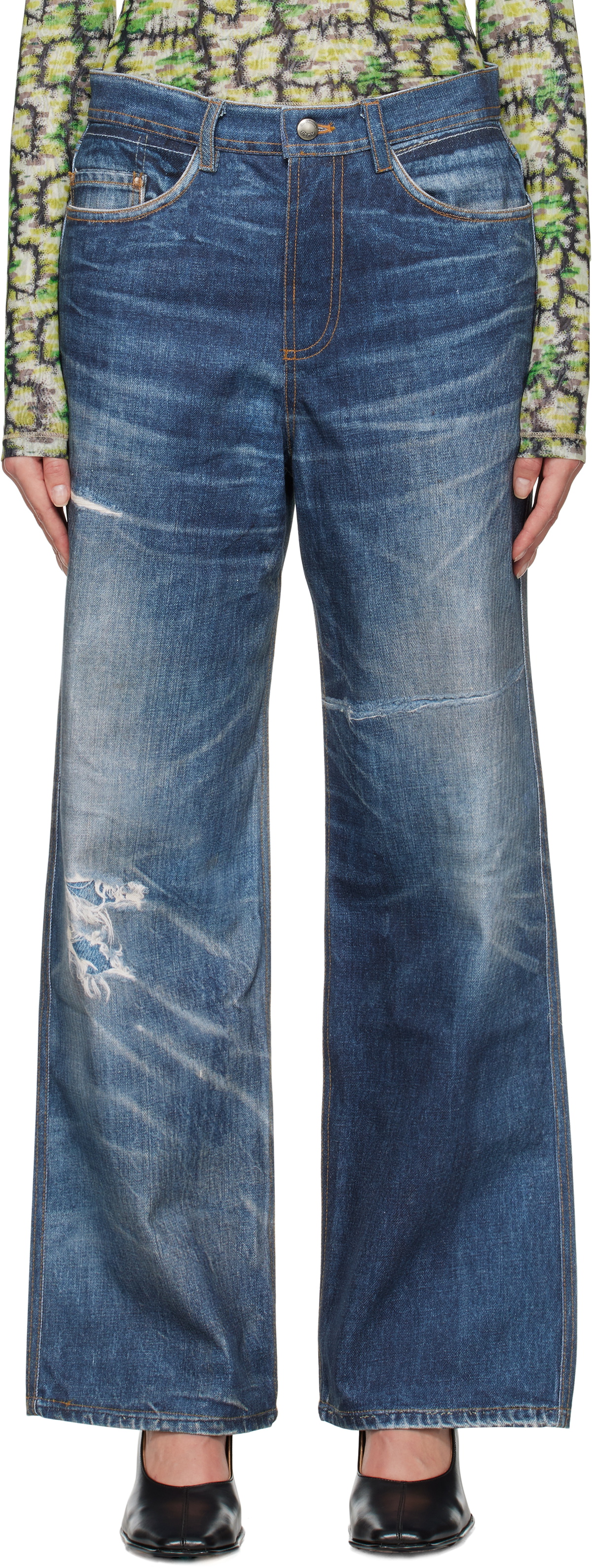 Andersson Bell Blue Trompe L'œil Printed Jeans