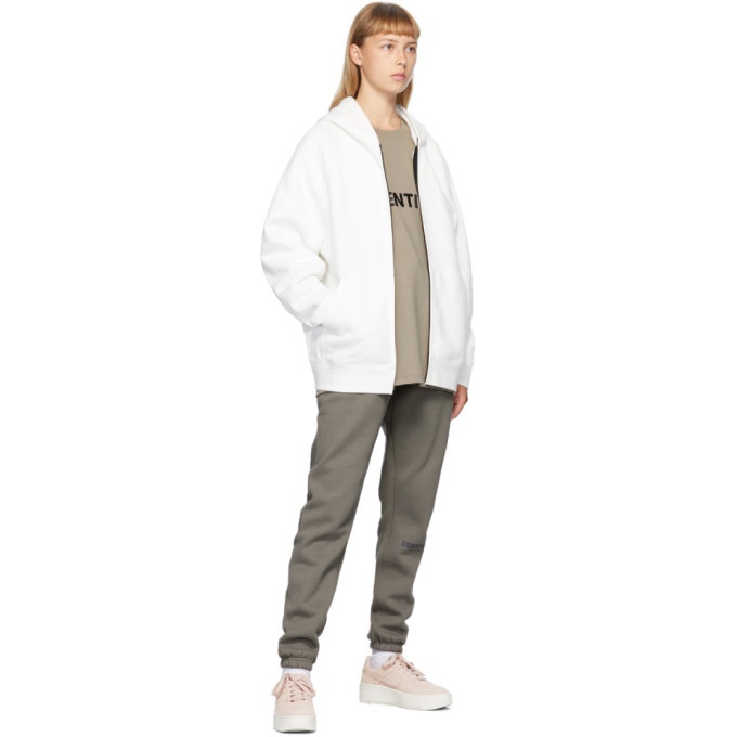 Essentials White Full Zip Raglan Hoodie Essentials