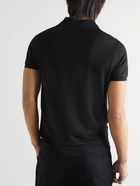 SAINT LAURENT - Slim-Fit Logo-Embroidered Wool-Piqué Polo Shirt - Black