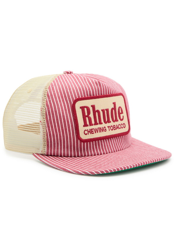 Photo: Rhude Logo Striped Canvas Trucker cap - Red - One Size