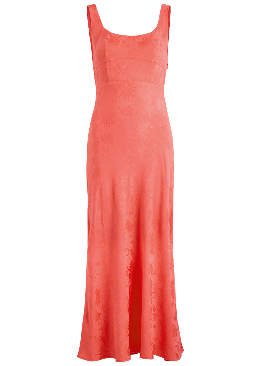 Rixo Benedict Floral-jacquard Midi Dress Red Rixo