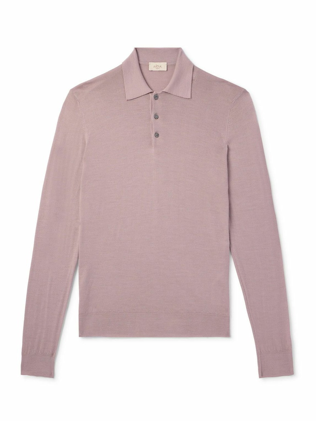 Photo: Altea - Slim-Fit Garment-Dyed Wool Polo Shirt - Pink