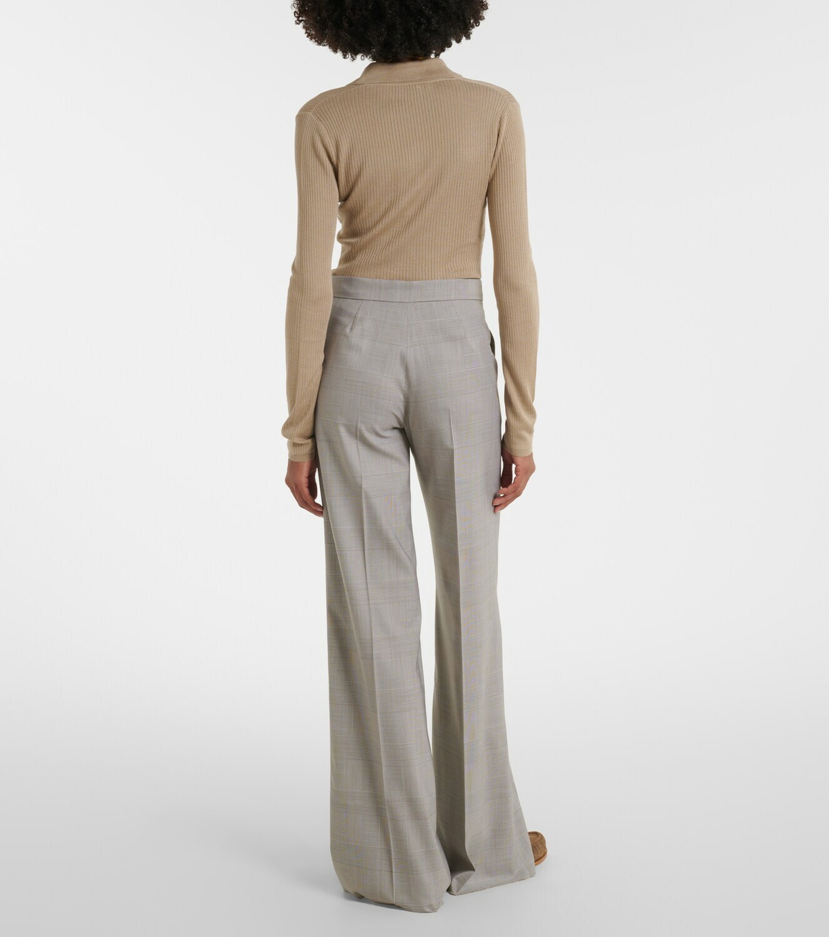 Max Mara Checked virgin wool wide-leg pants