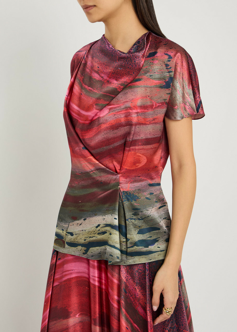 Roksanda Zua Printed Draped Silk top Multicoloured 1