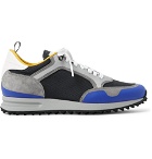 Dunhill - Radial Runner Leather and Suede-Trimmed Mesh Sneakers - Men - Midnight blue